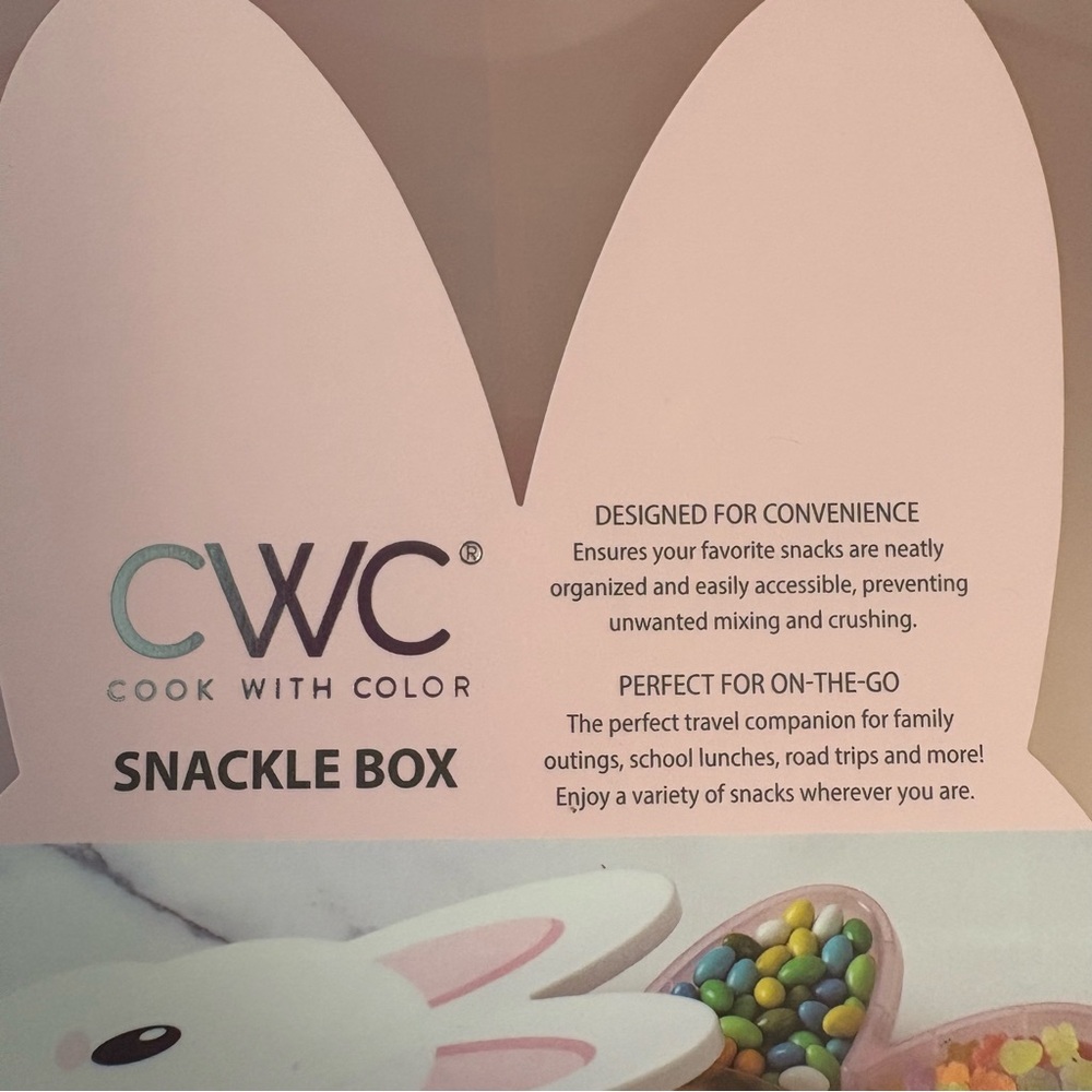 CWC Easter Bunny Snackle Plastic Storage Container Six Sections Snap Closure NWT - Picture 5 of 8